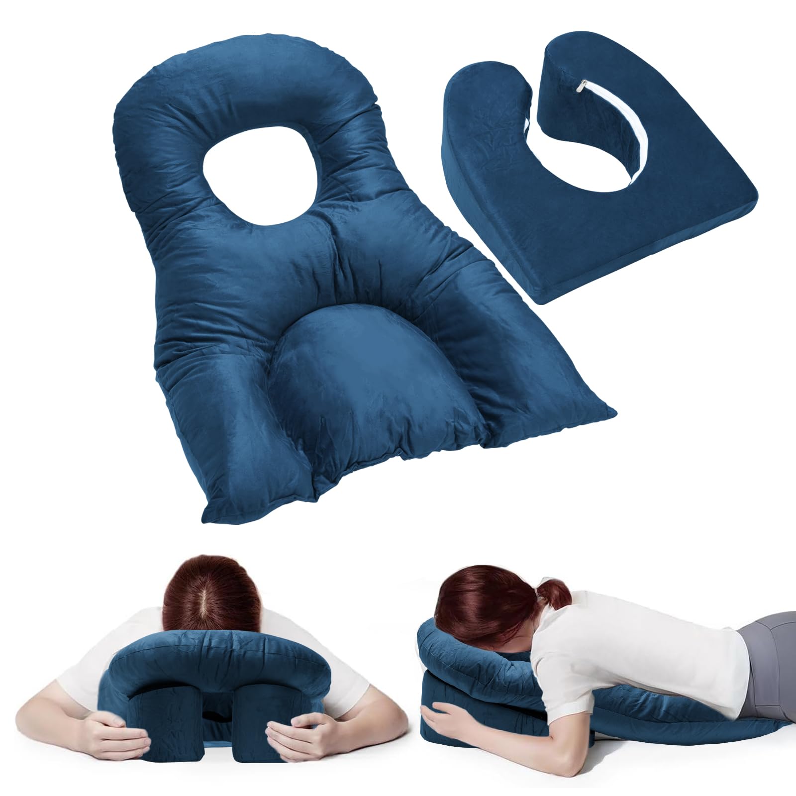Cuscino a faccia in giù con foro, poggiatesta massaggiante, cuscino per il viso in posizione prona, cuscino massaggiante per il viso in memory foam per lettini da massaggio, saloni, scrivanie
