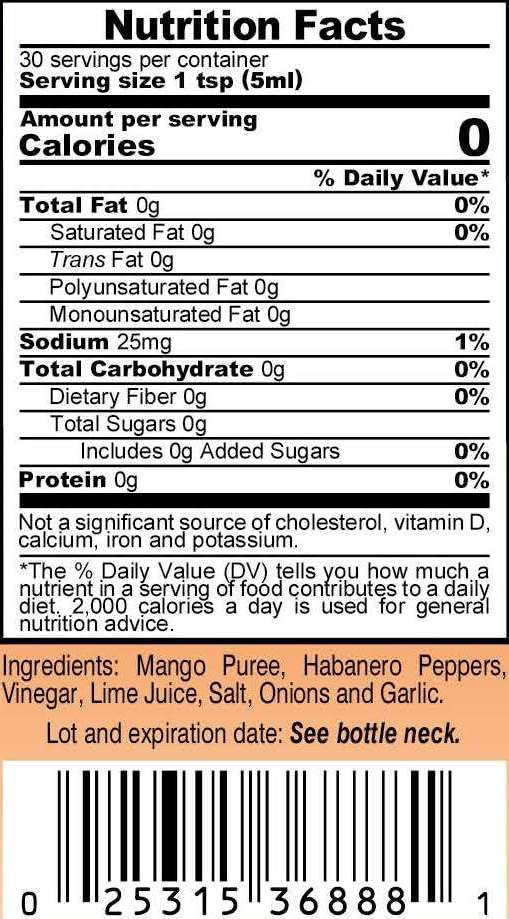 Image of Marie Sharp's Mango Habanero Pepper Sauce, 5 oz - Sweet & Spicy Belizean Hot Sauce with Real Mango - All-Natural, Gluten-Free