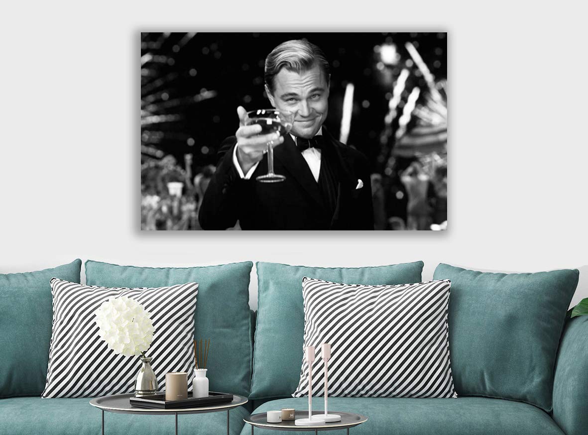 Gerahmter Kunstdruck auf Leinwand, Motiv The Great Gatsby, Leonardo DiCaprio, verschiedene Größen (A0, 47 x 33 Zoll)