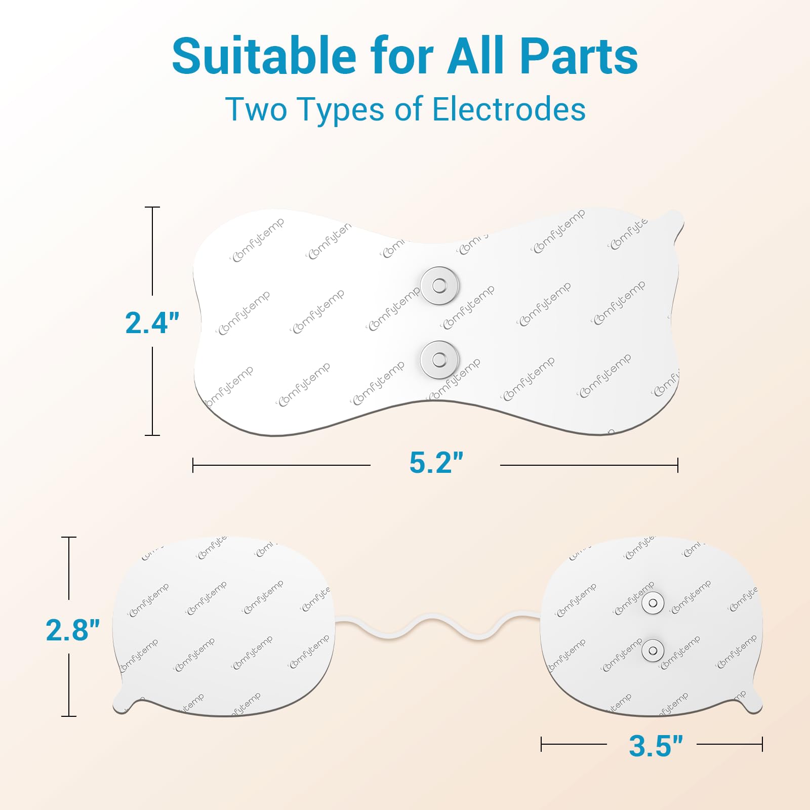 Comfytemp Adhesive Electrodes, Wireless TENS Unit Replacement Pads for K6122 K6123, 4 Pack TENS Unit Pads, Reusable Self TENS Unit Electrode Pads with Premium Quality, Non-Irritating Design- White — Amazon image 7