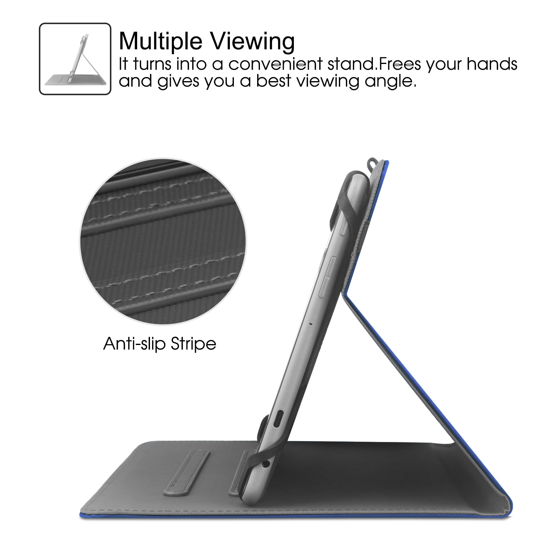 HGWALP Custodia universale per Tablet da 9-11 pollici,Multi-Viewing Angles PU Leather Stand Folio Cover con Porta Penna per 9 "10.1" 10.5 "11" Touch screen Tablet-Navy