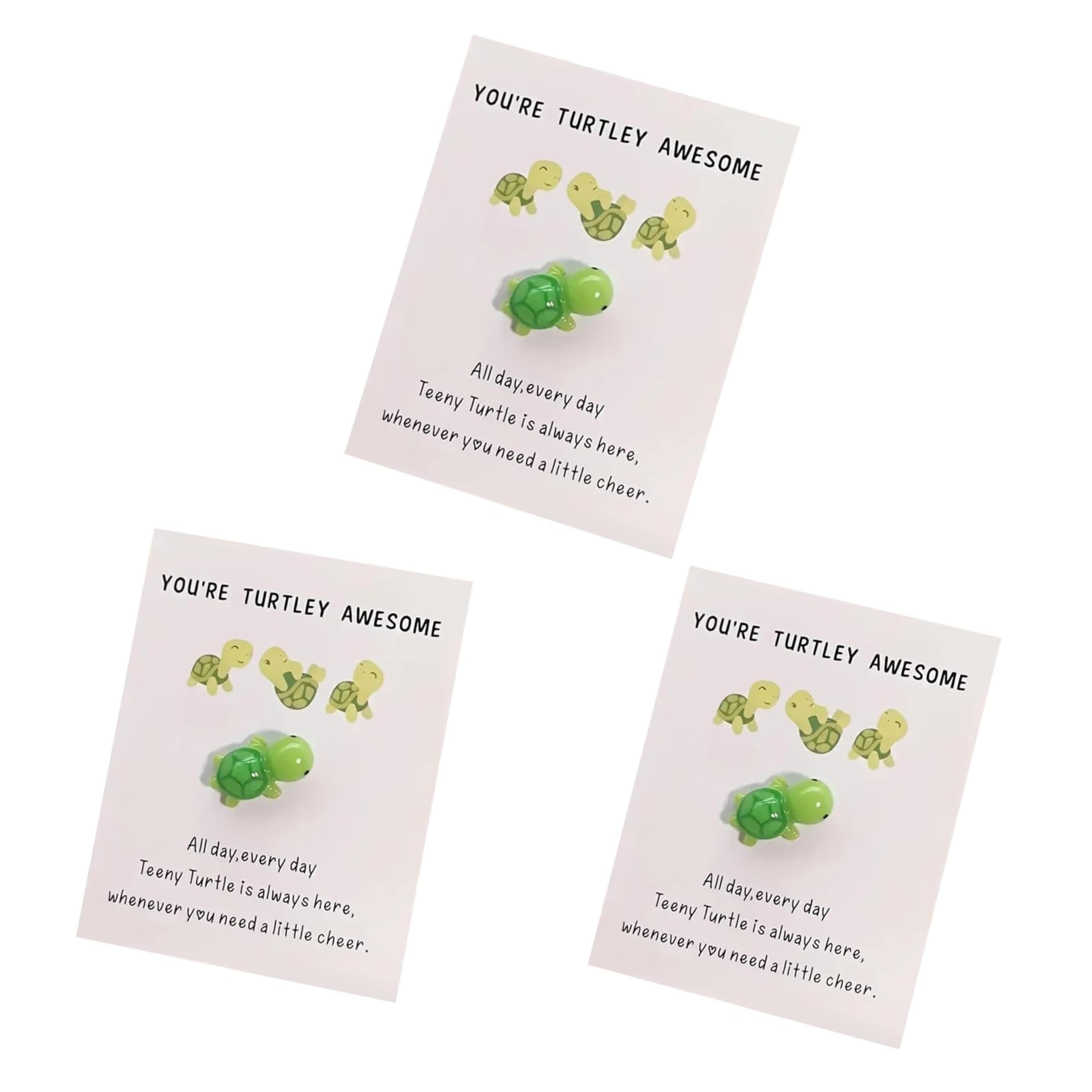 3Pcs Mini Pocket Hug Turtle, You're Turtley Awesome Inspirational Gift with Card, Thank You Note Cards Greeting Card Mini Sea Turtle Figure Pocket Hug Gift for Friends and Family,Cards and Card Stock