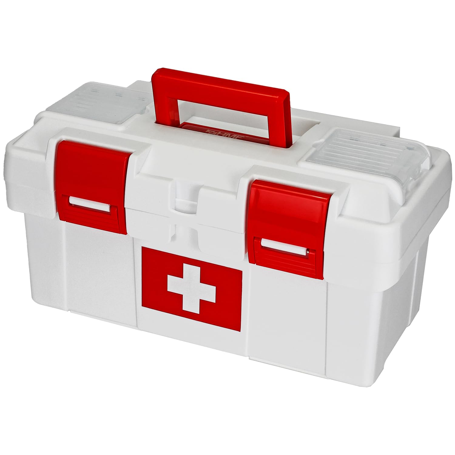 HMF Boîte à pharmacie vide pour les premiers secours pour club de sport, entreprise ou maison | 37 x 20 x 18,5 cm | Blanc/rouge