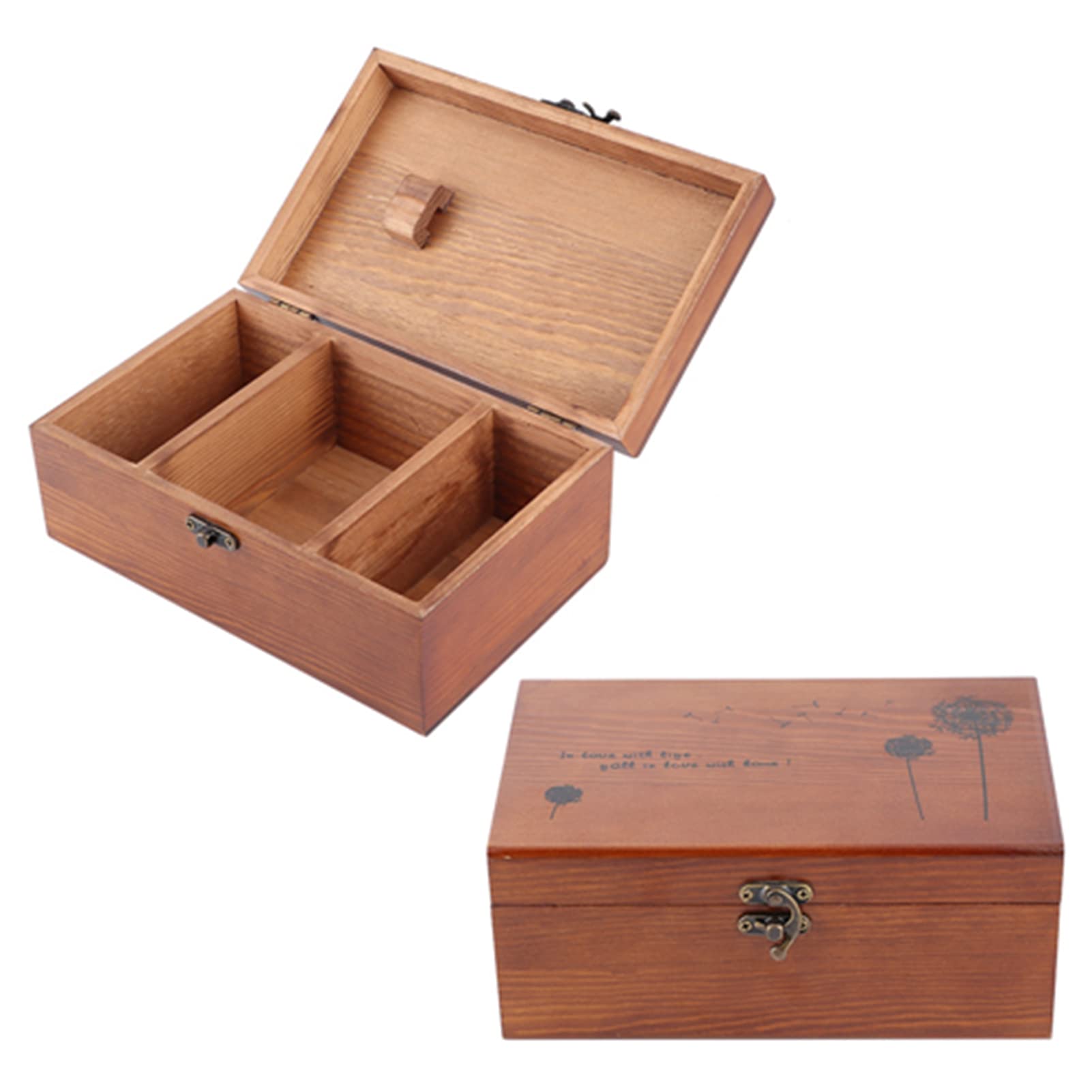 Nähkästchen aus Holz im Vintage-Stil, Aufbewahrungskoffer für Nadel und Faden, Organizer, bezauberndes Taraxacum-Muster, Kiefernholz, Heimwerkerwerkzeuge für den Heimgebrauch, Schreibtischdekorat