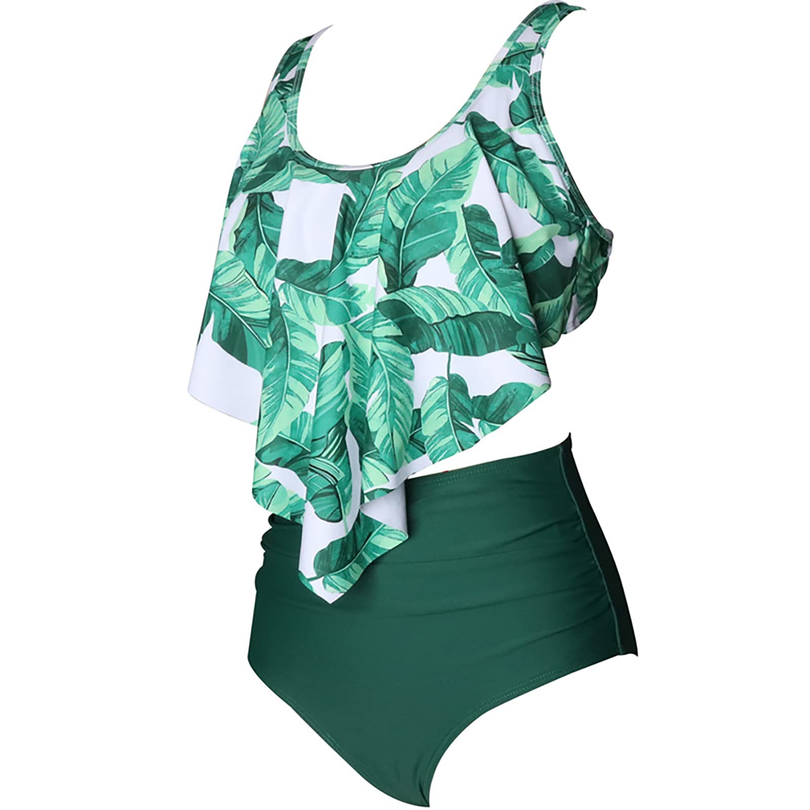 MXGZ Printed Swimsuit, High Waisted Tankini Back Tie Bikini Bottoms for Pool (L)-image-19