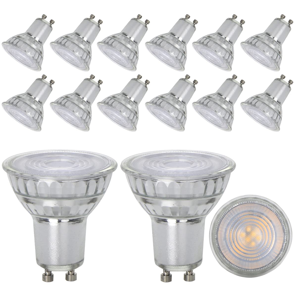 RYTM Bombillas LED GU10 con Base Bipin, 5 W, 450 LM (Equivalente a 50 W), ángulo de Haz de 38° Regulable, Bombillas LED empotrables para Paisaje, Foco, iluminación de Pista (Paquete de 15) (Dimmable)