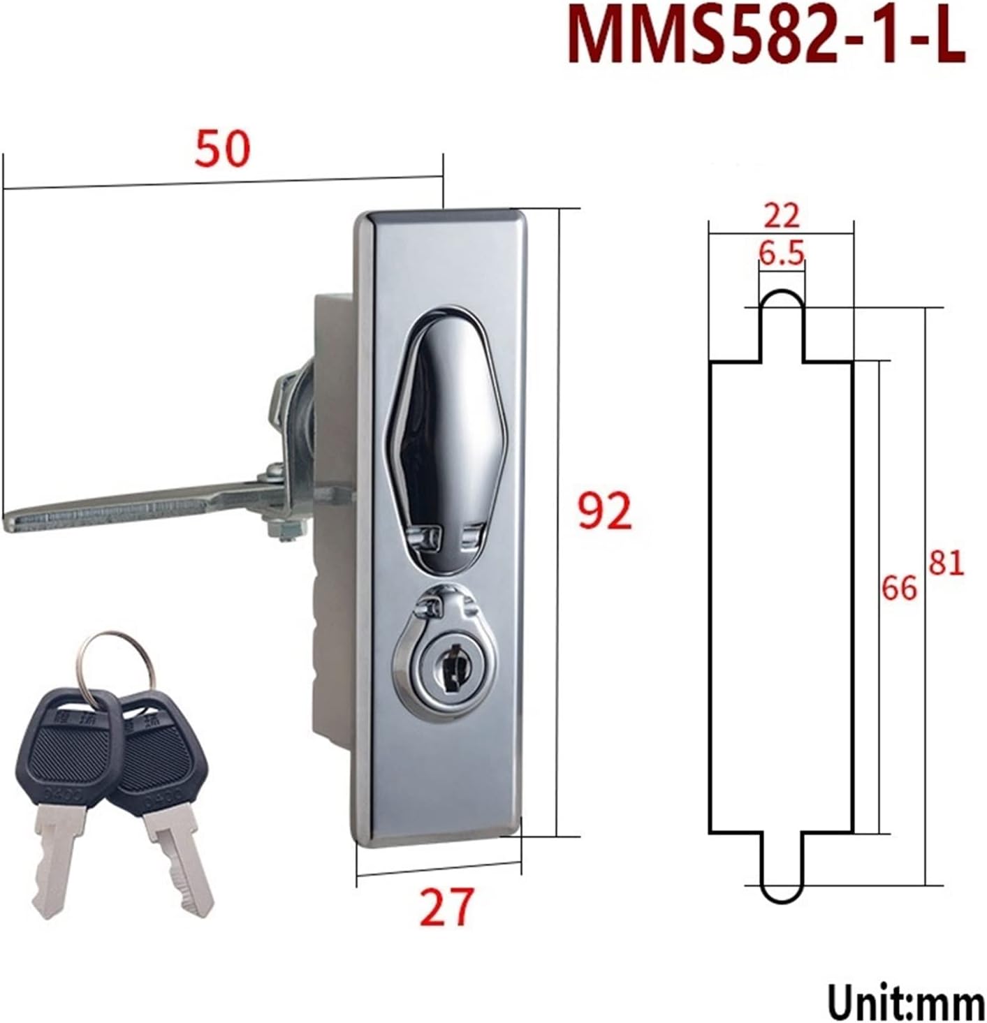 Handle Cabinet Key Lock Zinc Alloy for Bus Truck Car Plane Lock Electric Cabinet Lock MS582 1Pcs(582-1-L)