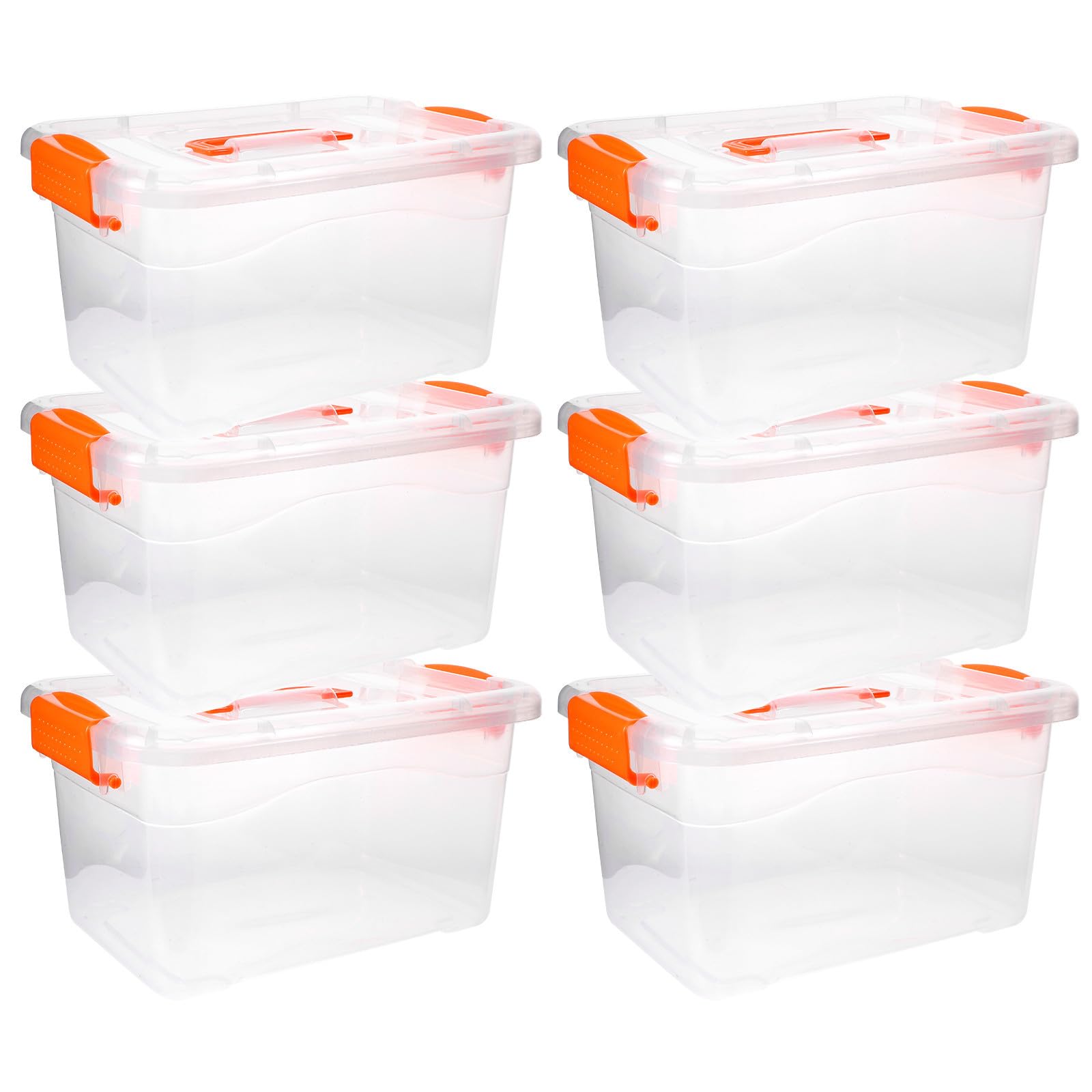 6 Cajas de Almacenamiento de 3 L con Tapa y Asa, Organizadores de Plástico Pp y Abs para Uso Doméstico, Prácticos y Multifuncionales