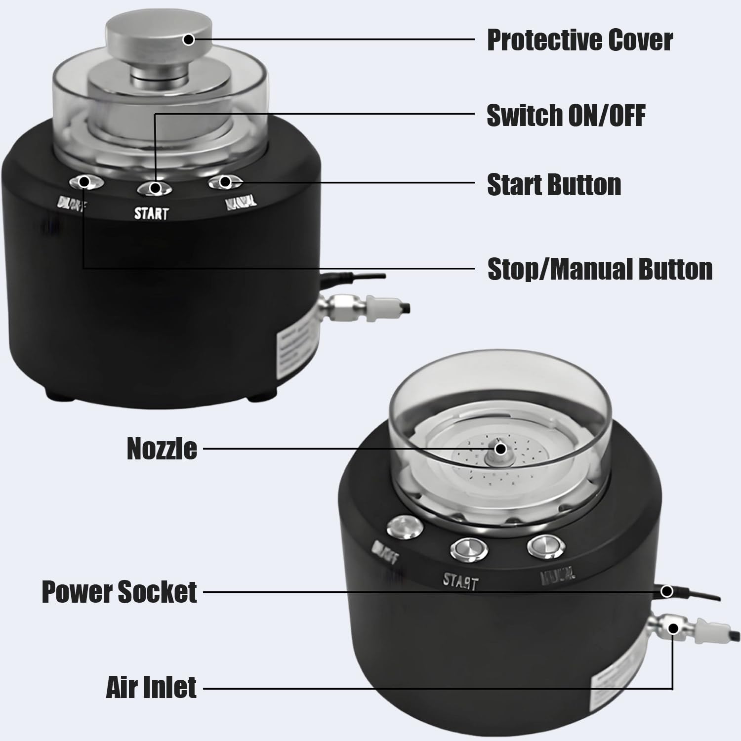 Máquina portátil de Hielo seco, generador de Hielo seco de 20 W, Enfriador de Vidrio, Manual/automático, Control por Botones, fabricación rápida de Hielo en 10 Segundos.