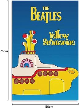 Amazon.co.jp: ビートルズイエローサブマリンポスター キャンバス