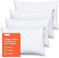 NiagaraSleepSolution King Size Pillow Protectors Zipper Set of 4 - Ultra Soft Breathable Microfiber Covers, 100% Stain Dust Dirt Protection, Machine Washable White