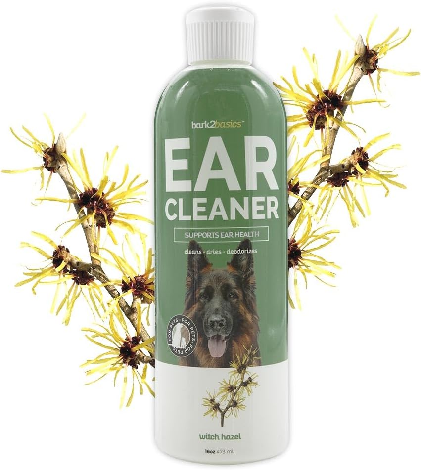 Dog Ear Cleaner, 16 oz - All Natural, Witch Hazel, Gentle Aloe Vera and Chamomile Extract Base, Breaks Through Tough Wax