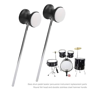 パーカッション・打楽器 Bass drum beater set! Yctze 2 Pack Bass Drum Beater, Lightweight Kick Drum Plastic