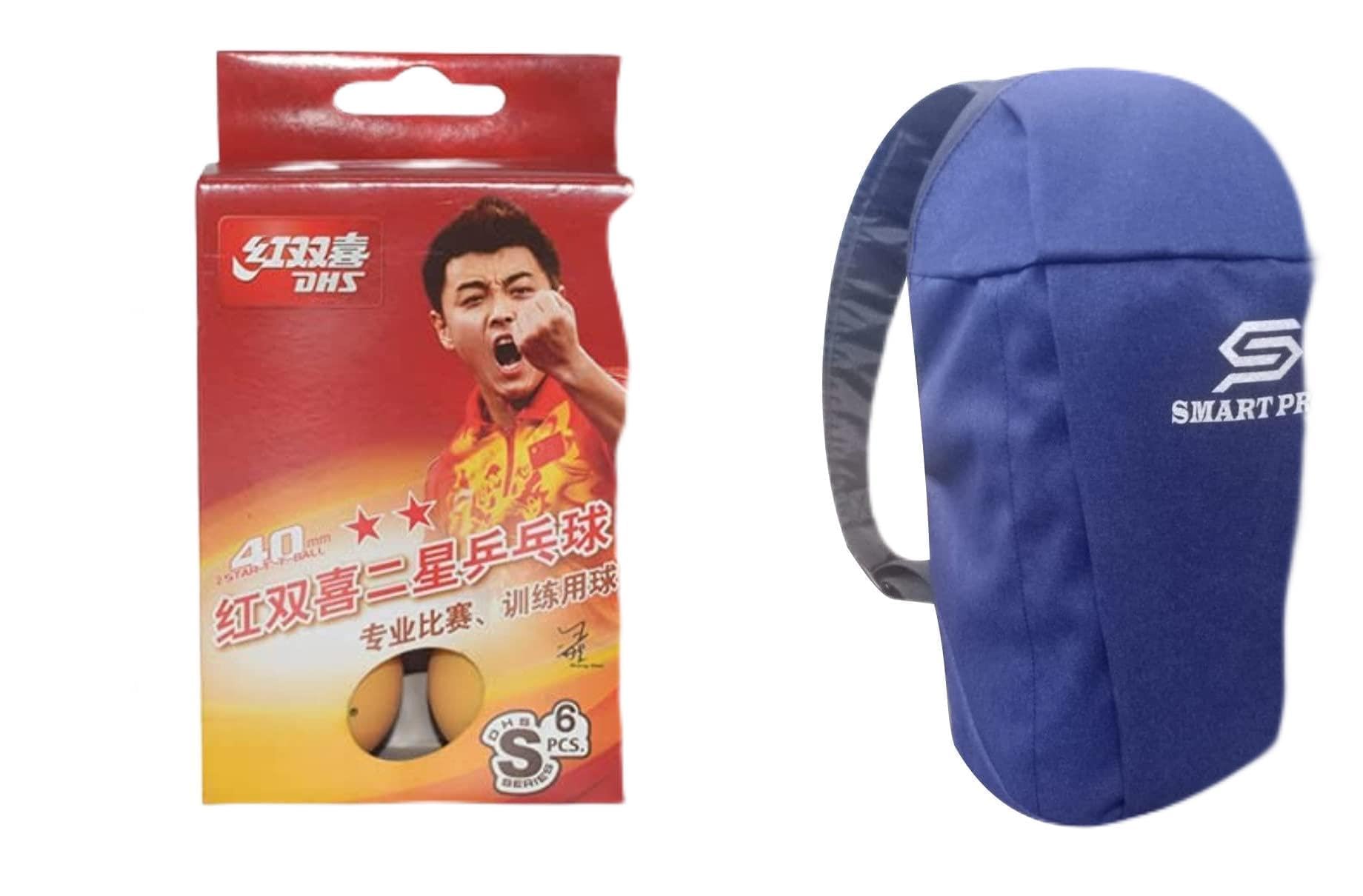 DHS TT Ball S-S1840BY 2 Star Y Supermarket (6 Pcs Box) 24 PCS with Smart PRO TT Special Cover Speed Blue