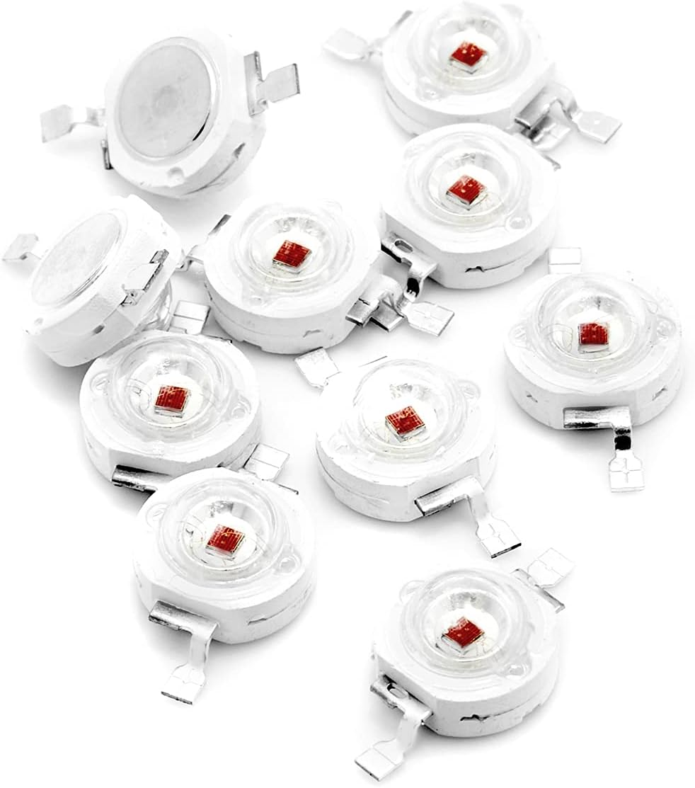 Pack of 10 CHANZON 1W Deep Red LED Chips