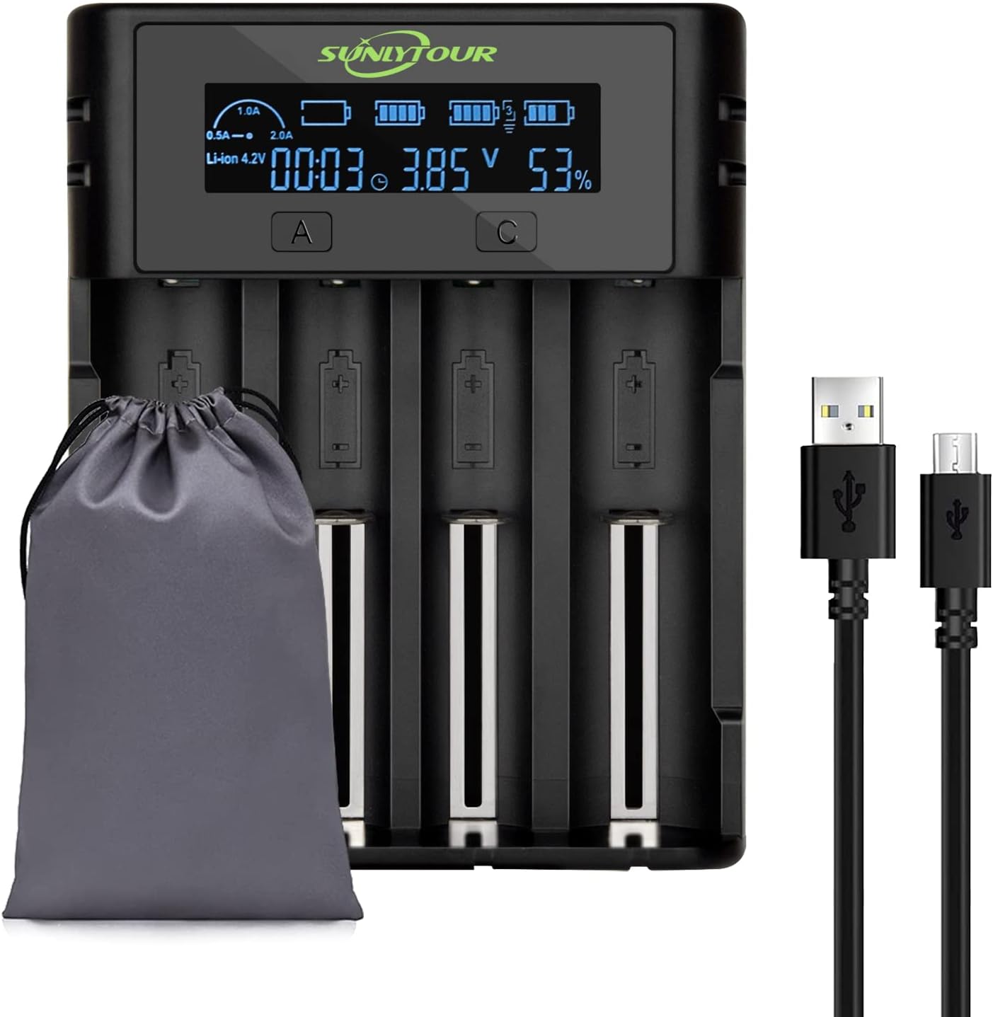 4 Slots 21750 21700 Battery Charger,4 Slots Ni-MH AA 18650 Battery Charger 21700 Charger for 20700 22700 22650 26650 26700 16340 (RCR123) 17670 Battery with PCB Protection Board