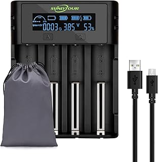 4 Slots 21750 21700 Battery Charger,4 Slots Ni-MH AA 18650 Battery Charger 21700 Charger for 20700 22700 22650 26650 26700 16340 (RCR123) 17670 Battery with PCB Protection Board