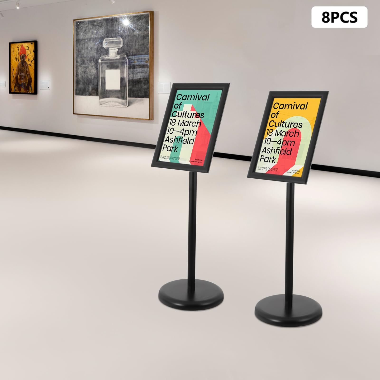 8 soportes para carteles DIN A4 para pantalla, soporte ajustable para carteles, soporte de póster para mesa, soporte de metal reutilizable para tiendas, restaurantes y publicidad