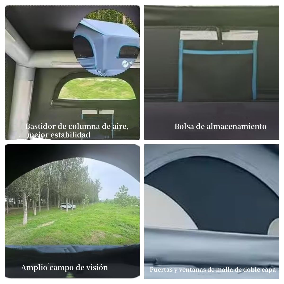 TentHome Tienda Techo Coche de Campaña Hinchable 2-3 Personas Montaje Rapido, Tienda sobre el Techo Coche Inflable Profesional Anti-UV Ligera Impermeables para Furgoneta SUV