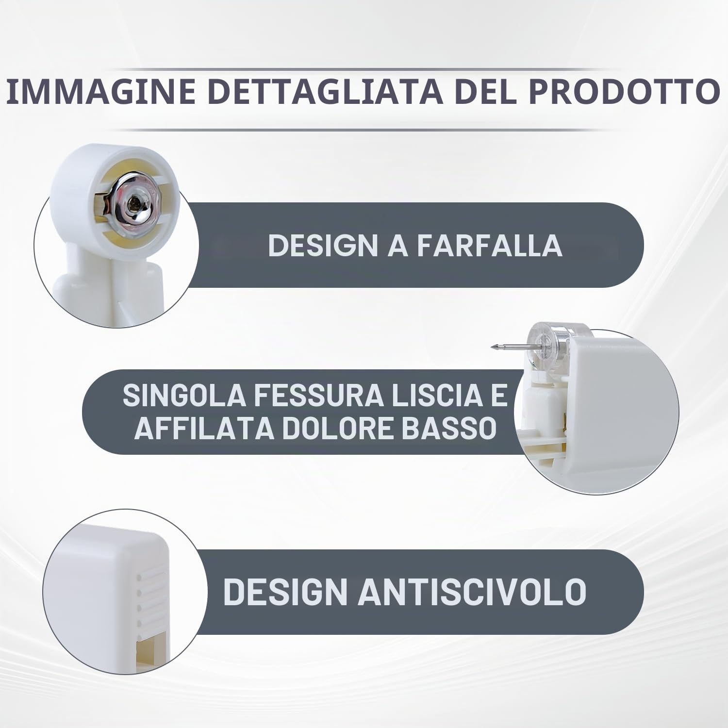 Voarge Set di 6 pistole per piercing all'orecchio, sterile, di sicurezza, con kit per piercing per asepsi