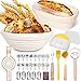 MKAKYES Cestino da Lievitazione per Pane, Cestino Lievitazione Pane con Fodera, 25cm Rotondi e 23cm Ovali, Cesto Lievitazione Pane in Rattan Naturale, 10 Pezzi Kit Banneton con Accessori per Cottura immagine