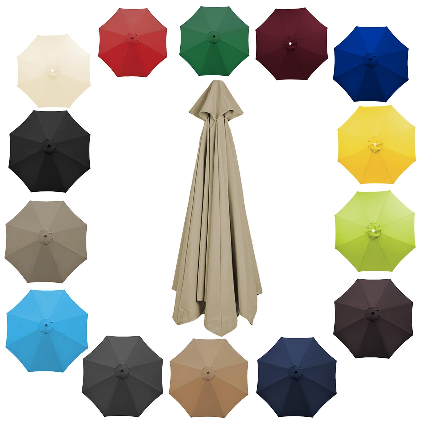 Cmjymx Top Color 200Cm 2.7M 300Cm Umbrella Replacement Parasol Canopy, Garden Parasol Canopy Cover For Patio Sun Umbrella, 6 Arms/8 Arms Replacement Parasol Cover, Market Table Umbrella Replacement Top(Color: