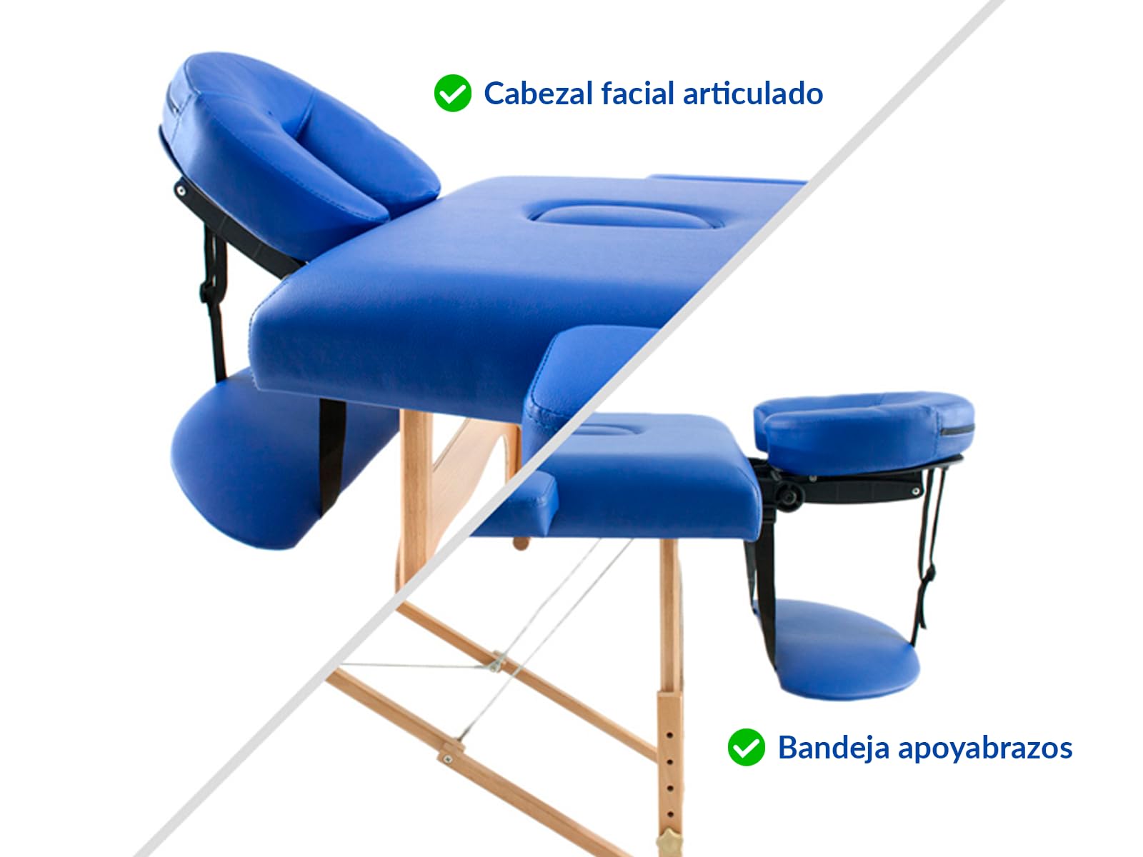 QUIRUMED Camilla de Masaje Plegable de Madera Easy, Color Morado, 182 x 60 cm, Polipiel, Portátil, Ligera Cabezal extraíble, Orificio Facial, Altura Regulable, hasta 120 kg