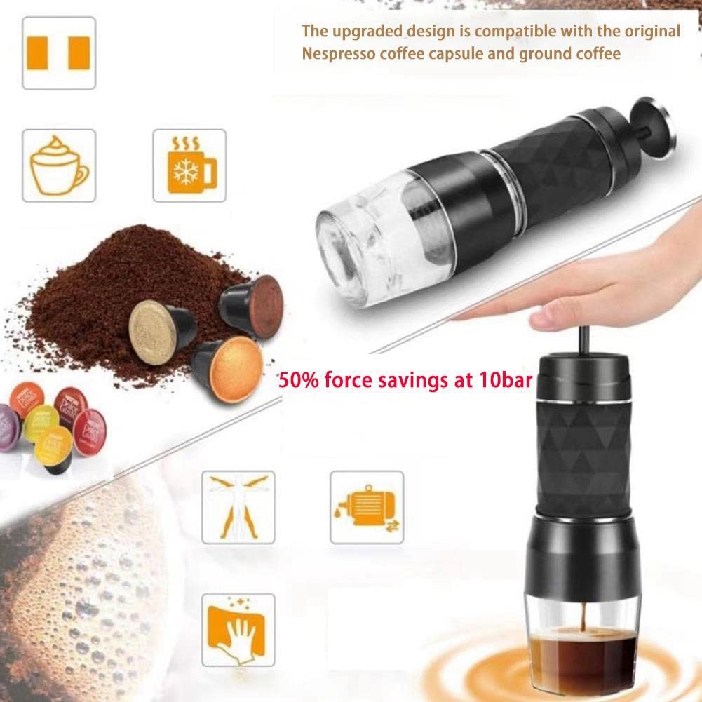 Cafetera expreso, cápsula de prensa manual, cafetera molida, máquina de café portátil, apta para café en polvo, cápsula de café