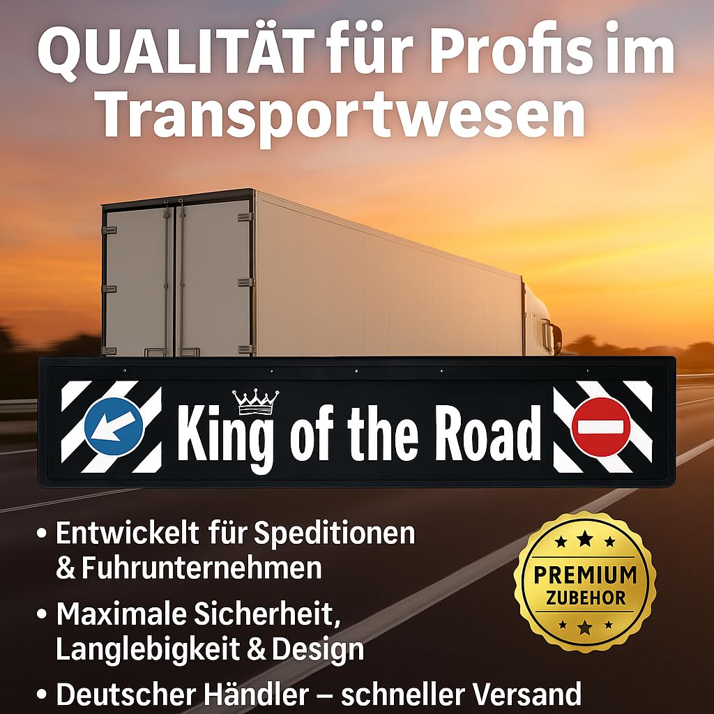 UZMAN LKW Schmutzfänger 2,40M Spritzlappen für LKW & Anhänger King of the Road-Design, robust & UV-/salzresistenter Spritzschutz, einfache Montage