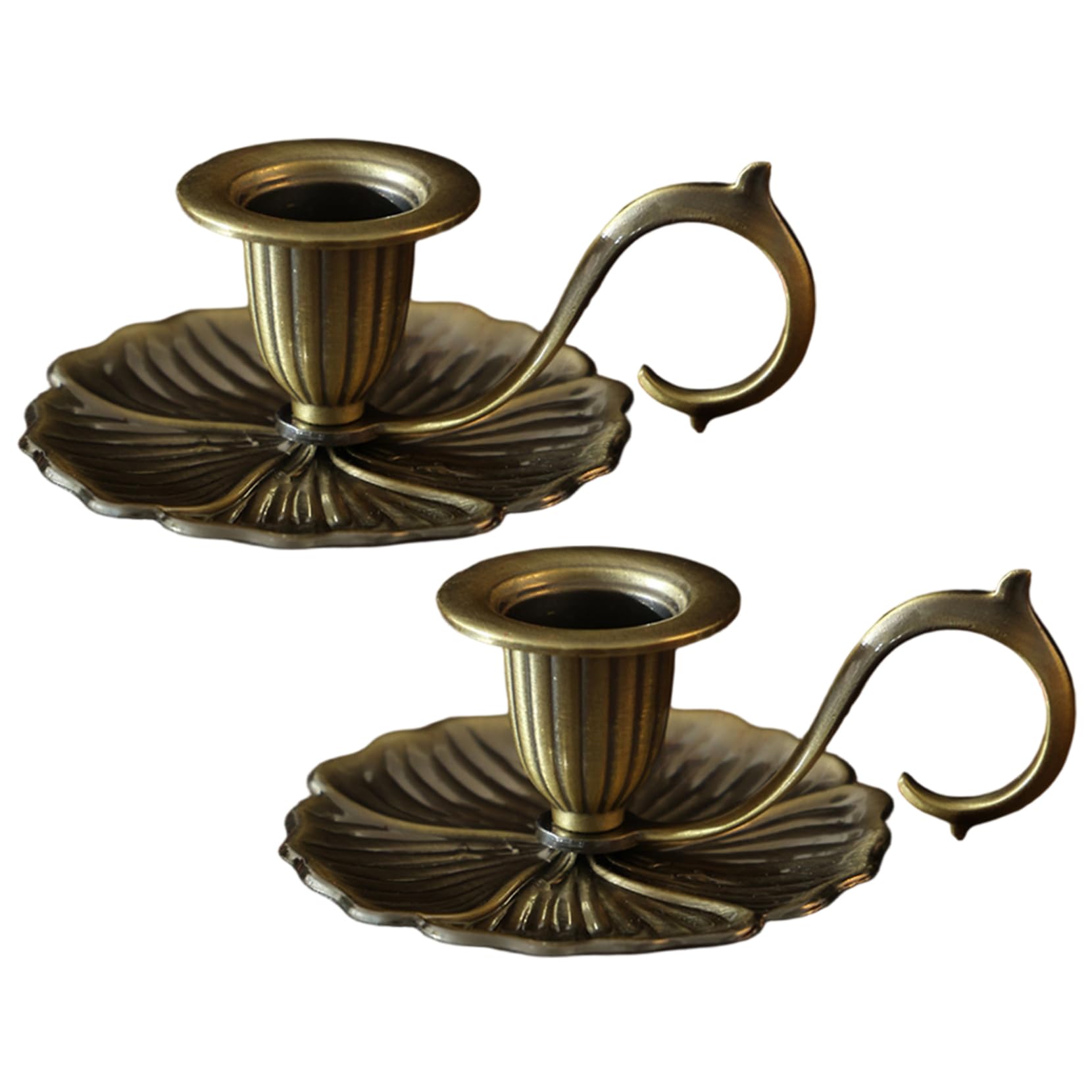 Bougeoir vintage antirouille en métal bronze pour bougies coniques