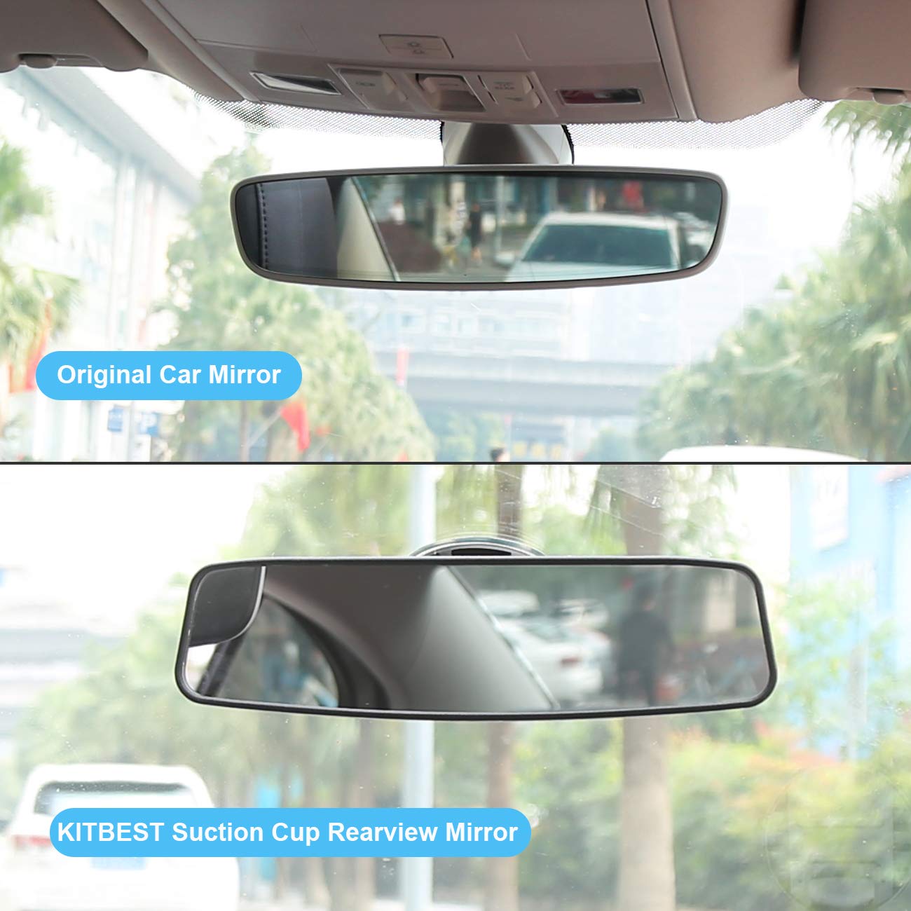Universal Suction Cup Rear View Mirror – Wide Stick-On Interior Mirror For Car Or Truck