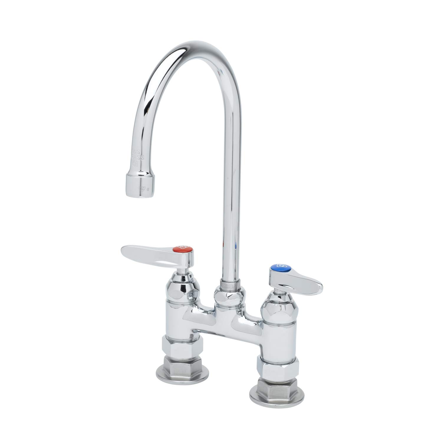 T&S Brass B-0325 4 inç Merkezli ve Döner Kaz Boyunlu Güverte Montajlı Çift Kiler Bataryası
