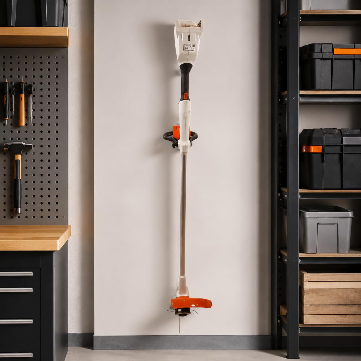Halterung passend für STIHL Geräte mit Haltegriff KMA-SHA-FSA-HLA- Kombimotor Laubhäcksler Laubsauger Freischneider Kombisystem Multisystem Wandhalterung Gerätehalterung Zubehör Befestigung (Orange)