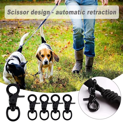 5 Stück Scherenkarabiner Klein, Karabinerhaken Wirbelkarabiner, Schnapphaken mit Drehgelenk, Hundeleine Karabiner, Robust Bolzen Karabiner, für Hunde Gepäckschnalle Drehbar