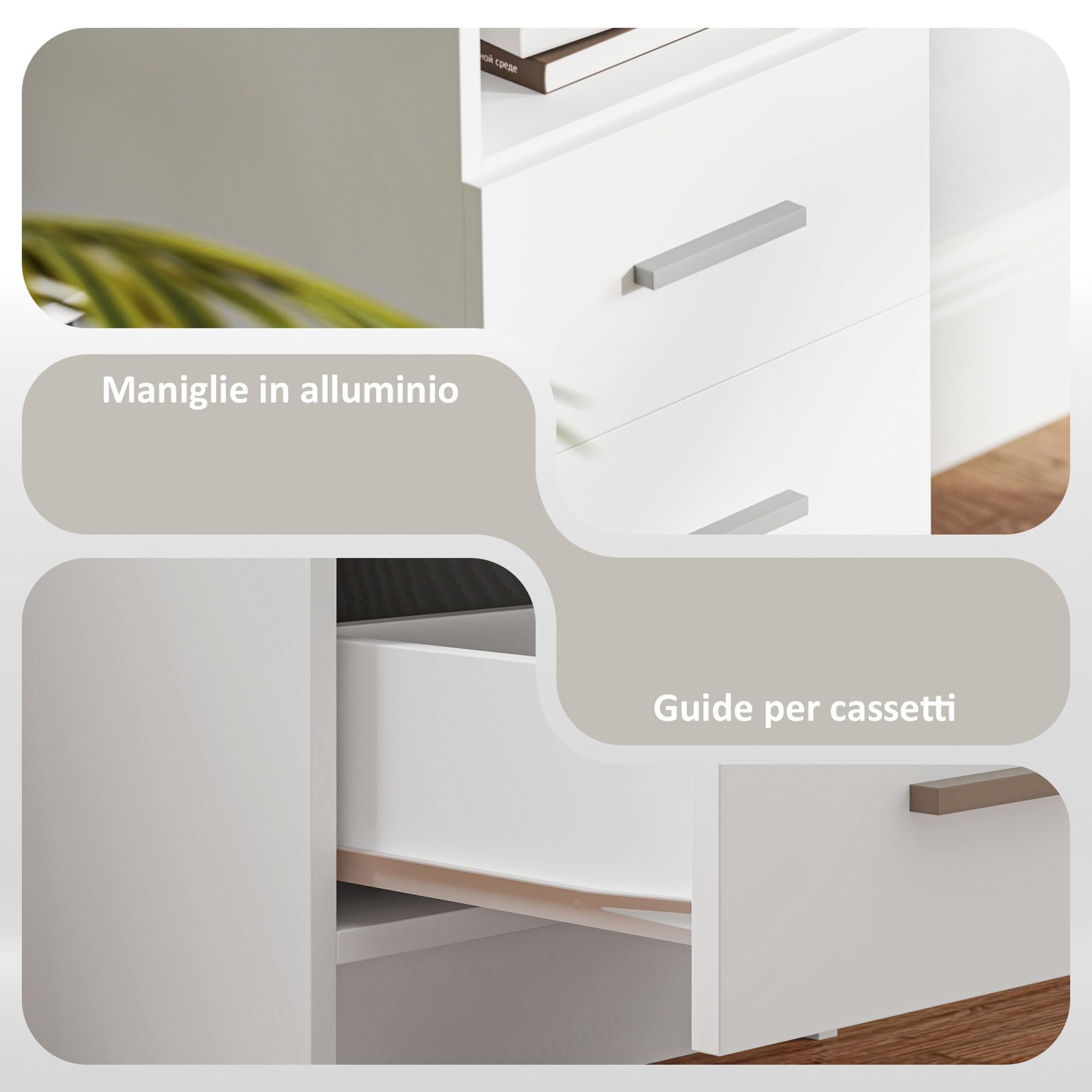 HOMCOM Scrivania Salvaspazio Moderna 3 Cassetti 100x40x75 cm Bianco | Ripiano Aperto, Scrivania con Cassetti in Legno, per Ufficio Studio Camera da Letto