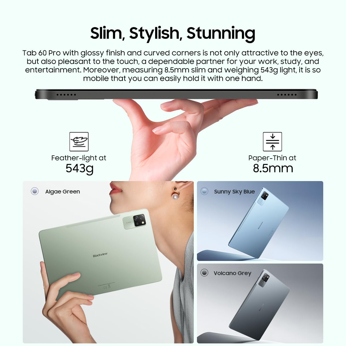 Blackview Tab 60 Pro | 10,1″ HD+ Display | 24GB RAM (8GB + 16GB) + 128GB (2TB) | Batteria 7700 mAh | Fotocamere 8 MP+5 MP | GPS | LTE | Dual SIM/TF | 2 anni di garanzia | Alga Verde - 3