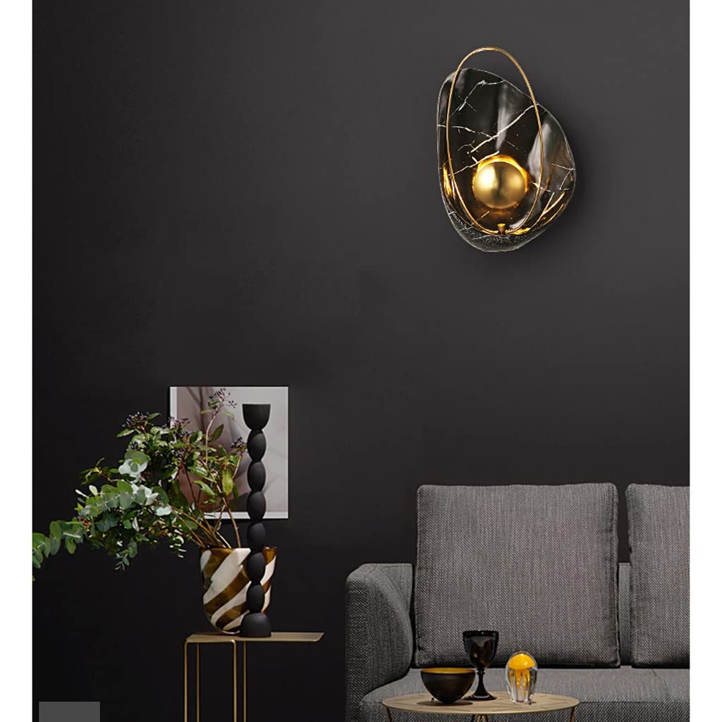 MDybf Lámpara de Pared LED con Forma de Concha, iluminación Creativa para TV, Fondo de Pared, mesita de Noche, lámpara de Pared nórdica para el hogar (Color: Svart) Journey