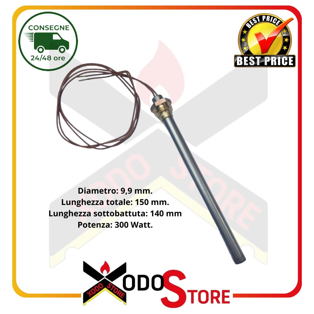 F.lli Xodo KARMEK ONE Resistenza accensione stufe pellet 300W Lung 140 150 d. 9,9 mm MCZ RED