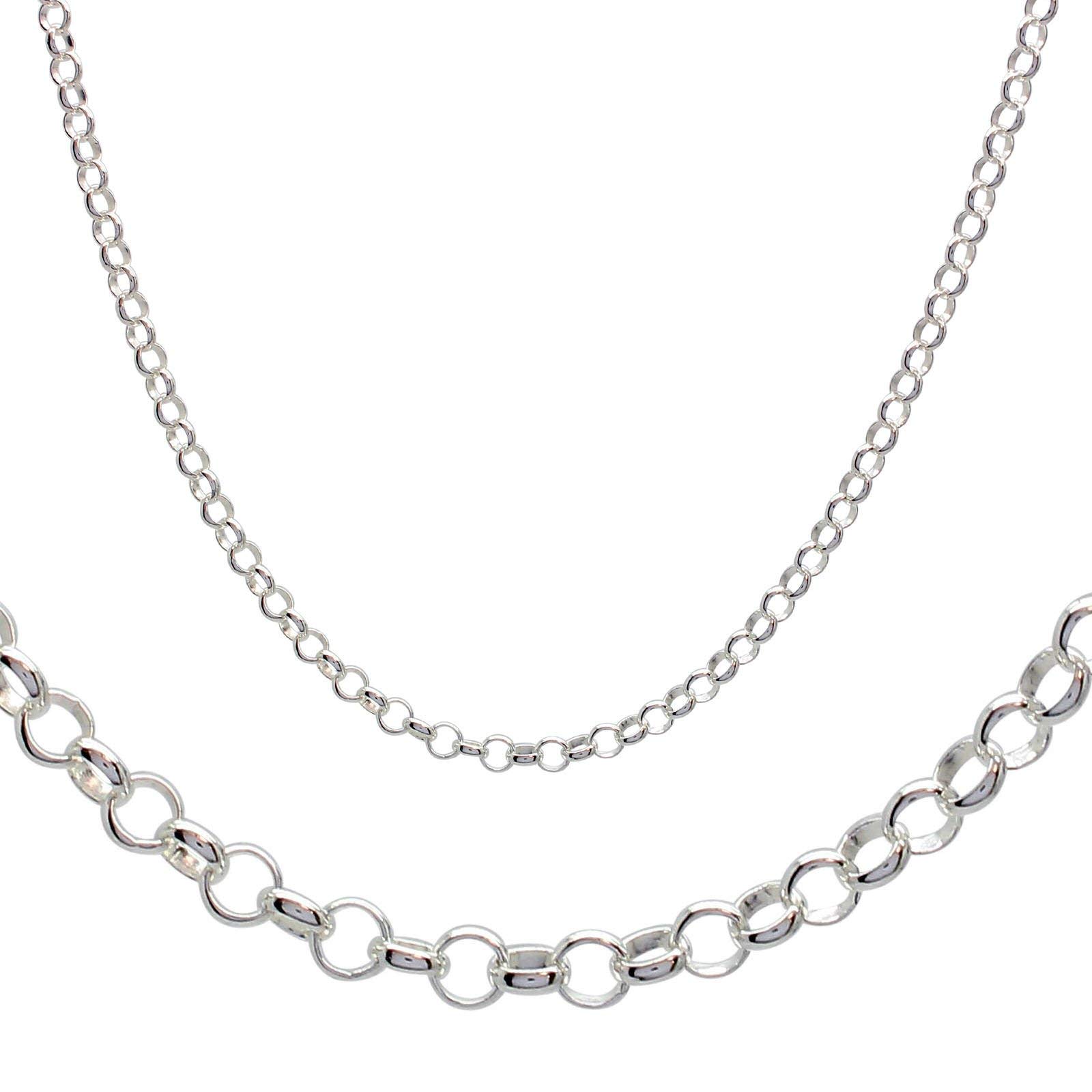 Collana in argento Sterling 925 da 1,3/1,7/2,0/2,9/3,3 mm Belcher/Rolo per donna uomo unisex - 16 18 20 22 24 26 28 30 32 34 36 38 101,6 cm, Argento sterling