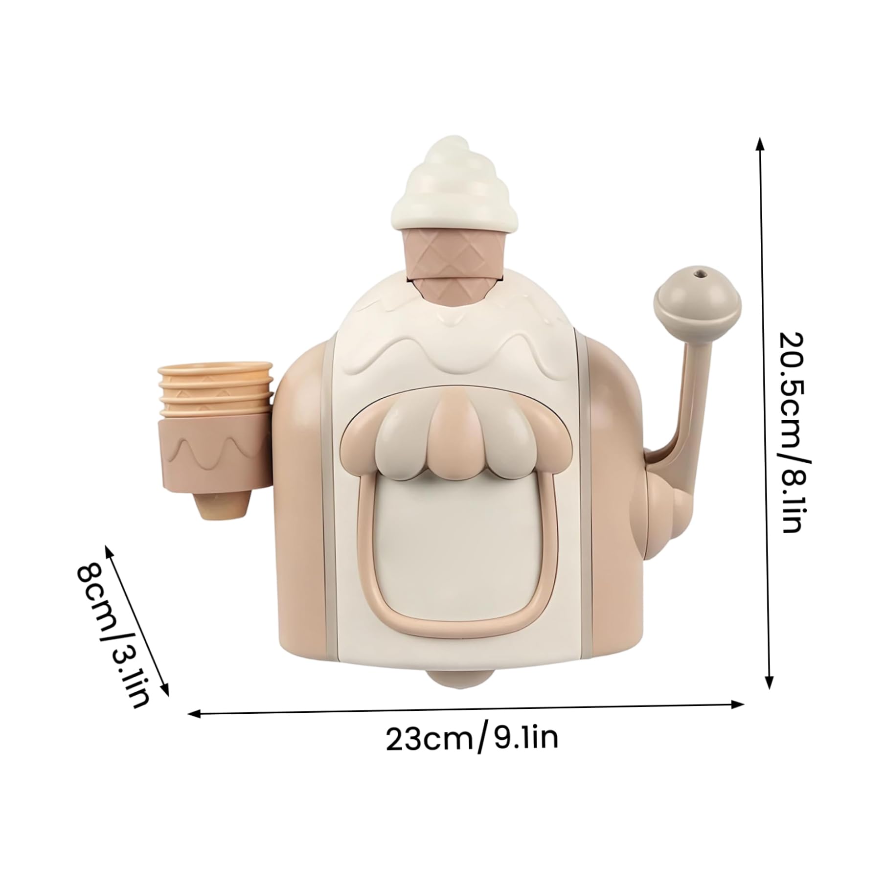 Bathtub Bubble Machine for Kids - Manual Bubble Maker with Suction Cup, Ice Cream Play Set for Bath Fun, Khaki Bath Toy, Maker, Bathtub Machine — view 6