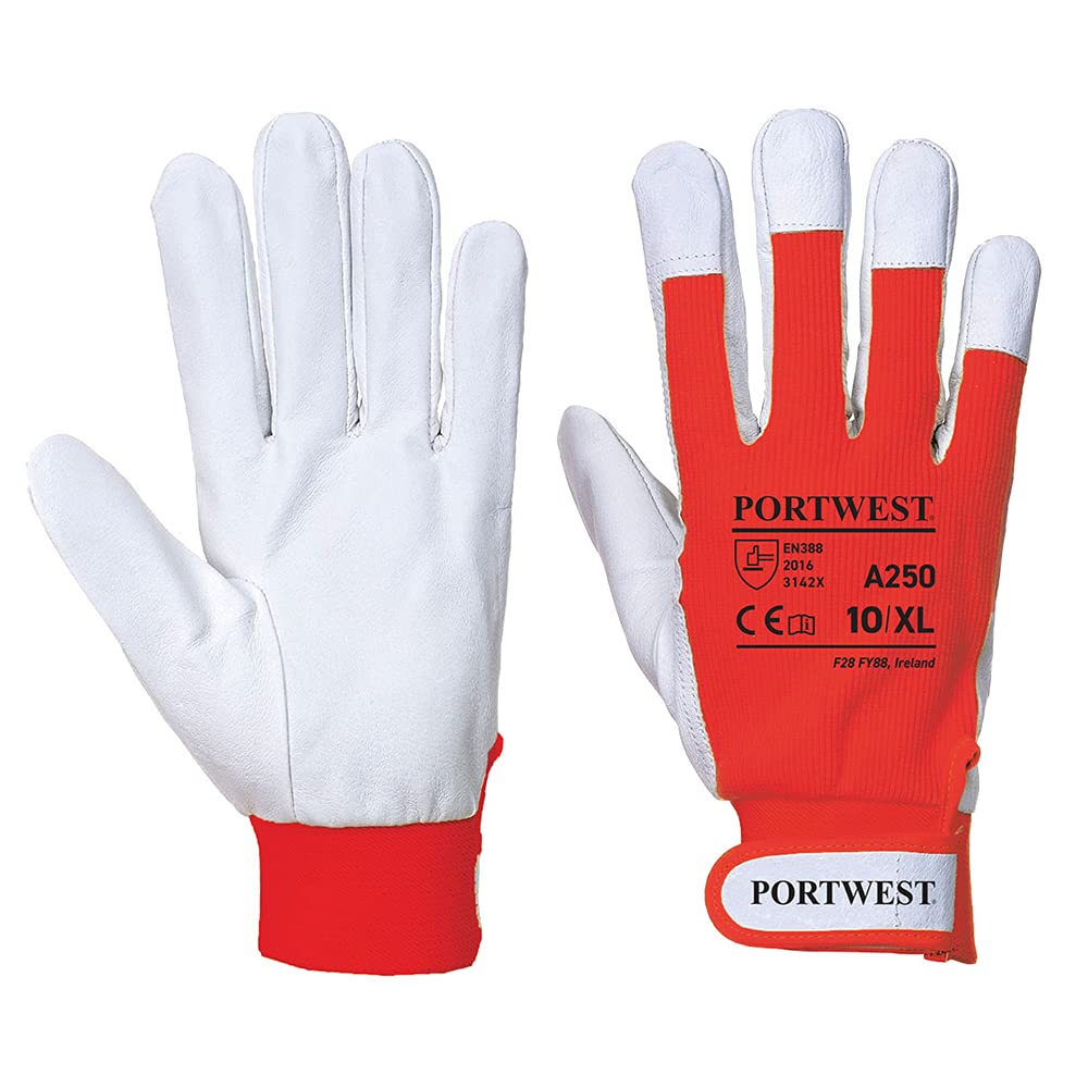 Portwest A250 Goat Grain Leather Tergsus Glove Red, X-Large, XL