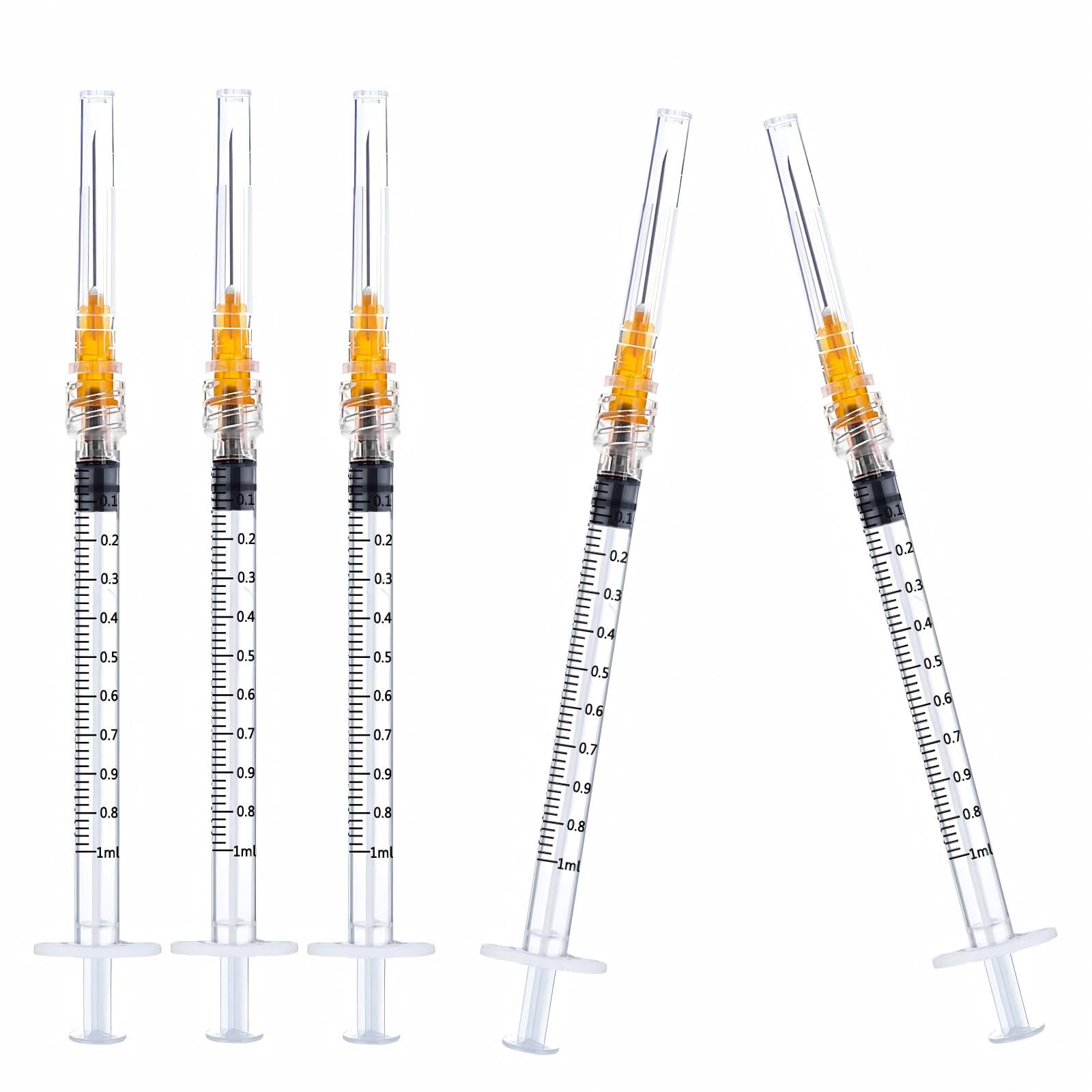 100 Pack Disposable 1mL Syringe 25G 1 inch for Scientific Lab Individually Wrapped