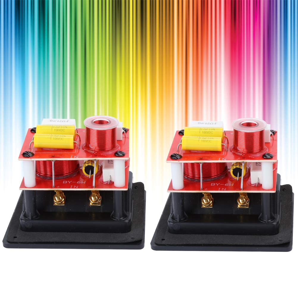Lot de 2 Filtres Croisés HiFi, Tweeter Basse, Haut-Parleur 2 Voies, Diviseur de Fréquence 120 W, Impédance 4-8 Ohms pour Bibliothèque de 3 à 8 Pouces Haut-Parleur HiFi Fever