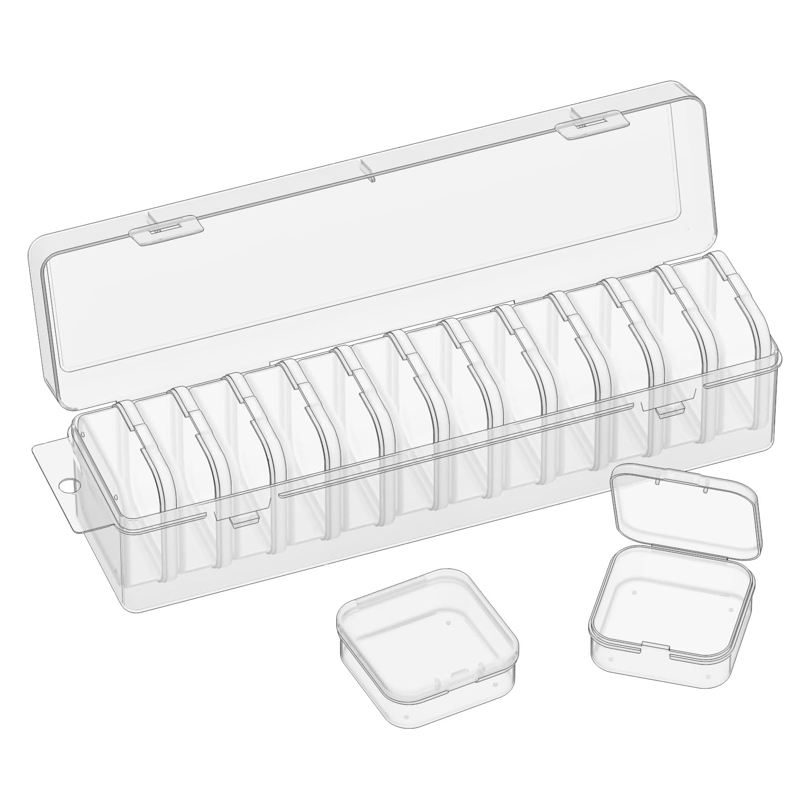 Elnwnnkc Clear View Multipurpose Organizers Box 12 Flexible Compartments Sturdy Home Storage Container PP Organizers Case Box Sturdy Storage for Small Items