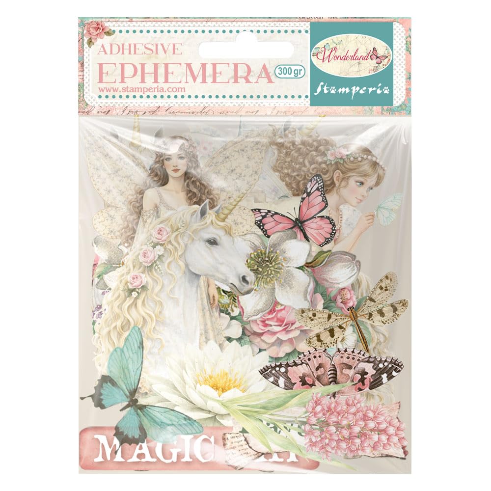 Stamperia - Ephemera for Scrapbooking, Albums, Card Making, Bullet Journalling and More, Adhesive Paper Cut Outs, Easy to Apply, Perfect for Hobbies, Crafts, and Gifting (Wonderland)