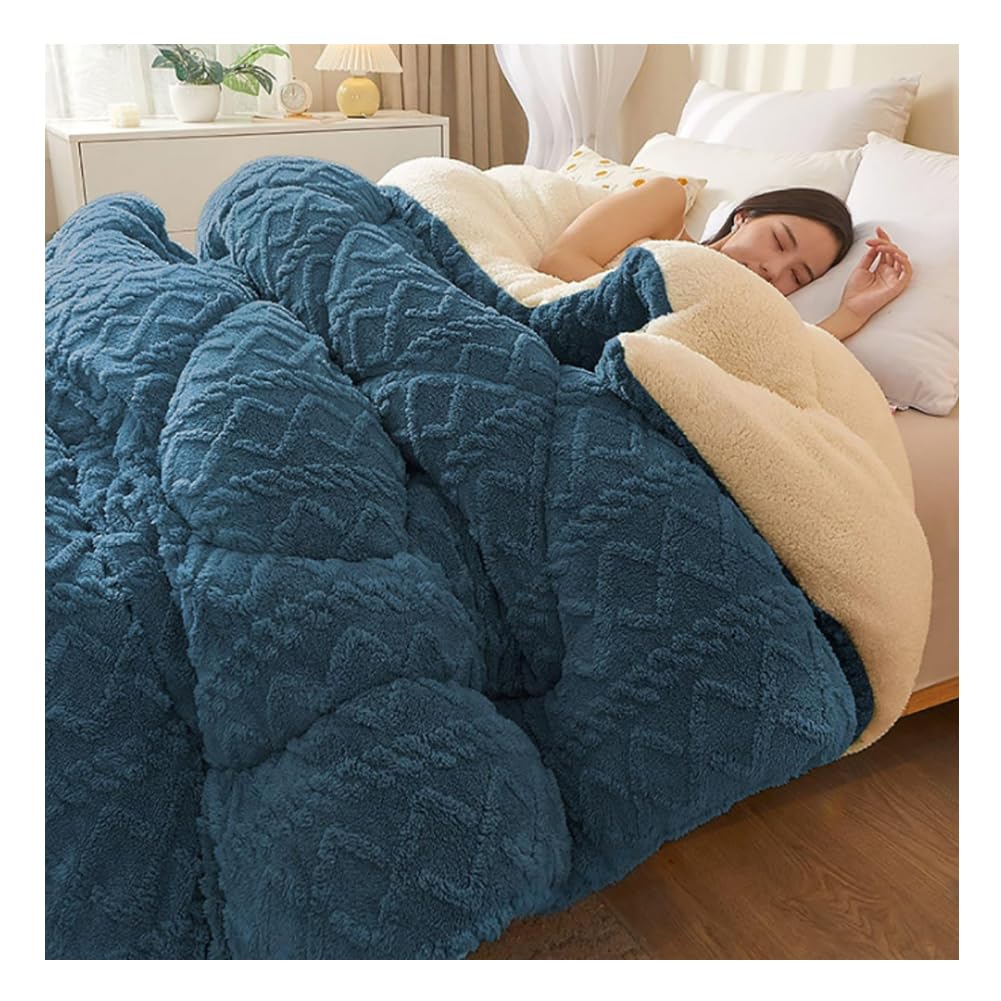 KemNet Thickened Super Soft Insulation Hibiscus Winter Quilt, Double-Sided Lamb Cashmere Comforter Core, Tower Hibiscus Winter Quilt for Winter Double Bed, Bedding, King - 78.7X90.6 INCHES