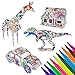 MOOKLIN ROAM 4 Pack Puzzle 3D Auto Dinosaurio, Inteligencia Mágico Kit de Construcción Rompecabezas con 10 Rotuladores, Puzzles 3D Souvenir Regalo de Juguete para Adolescentes y Adultos