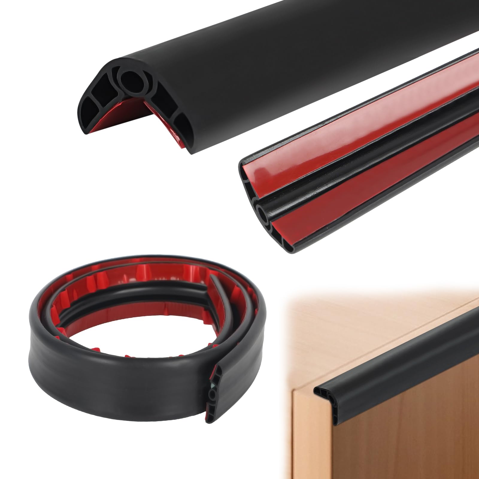 Kantenschutz, 5m PVC Extra Stark Selbstklebend Weich Eckenschutz und Kantenschutz, für Kühlschranks, Sinks, Glastisch (Schwarz)