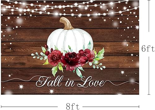 Miniatura 3 de MEHOFOND 8 x 6 pies de Acción de Gracias de otoño en el amor, calabaza, borgoña, floral, madera rústica, purpurina, fondo, otoño, boda, despedida de