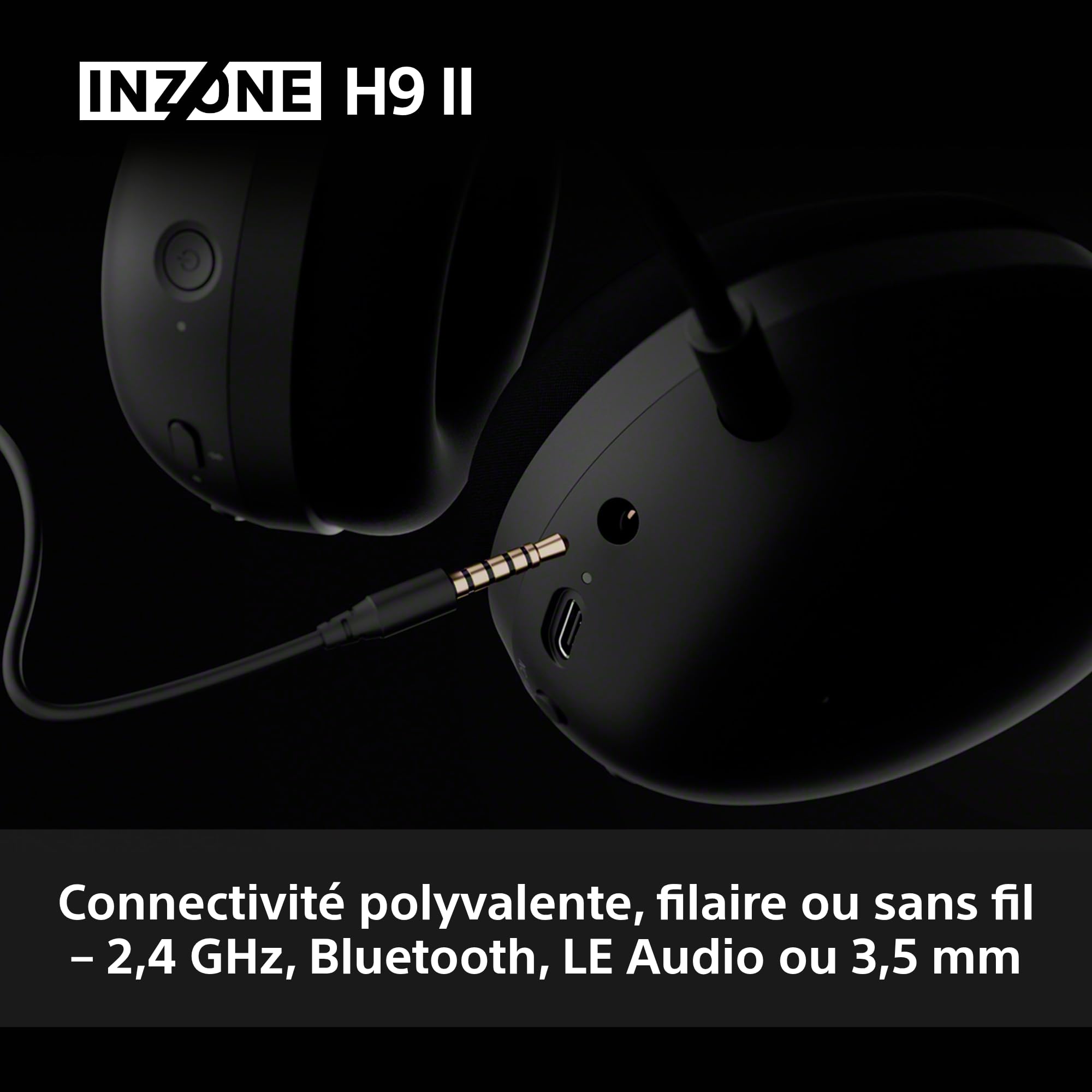 Sony INZONE H9 II- Casque Gaming PC sans Fil à réduction de Bruit Sony, léger, Micro cardioïde IA détachable, 2,4 GHz et Bluetooth, Housse Souple, pour PC, PS5, Switch et Mobile, Blanc